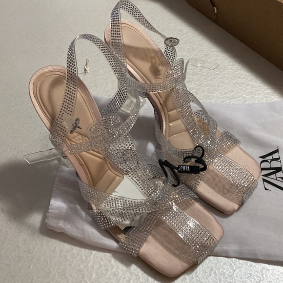 Zara VINYL HEELED CAGE TRANSPARENT SANDALS SZ US 10 EU 41 - Picture 6 of 12